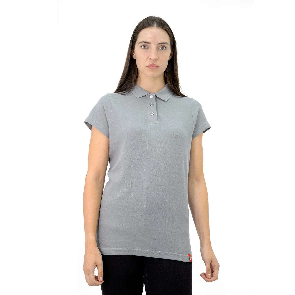 Polera Pique Quebec Manga Corta Mujer Gris